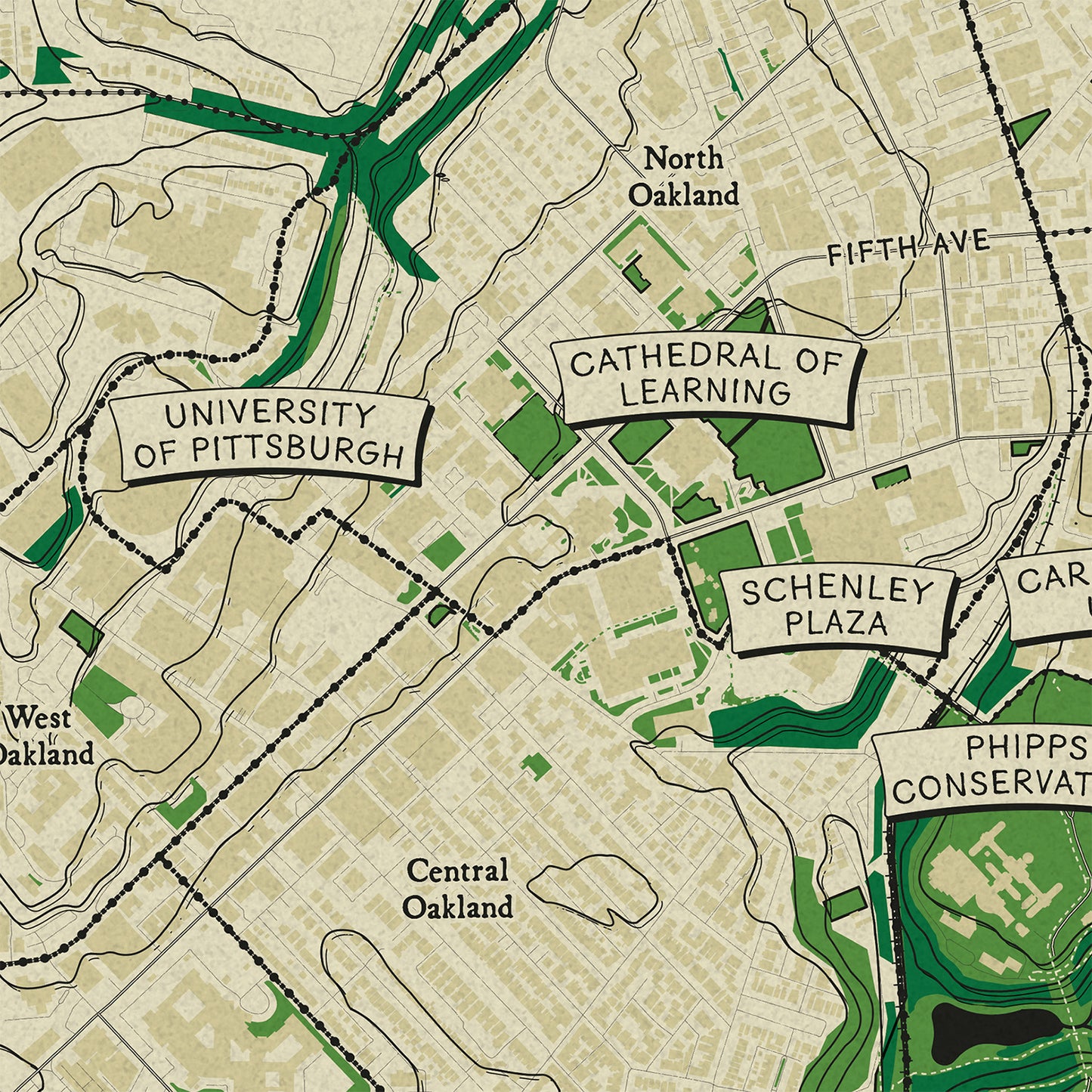 Oakland Neighborhood Topographic Map Print