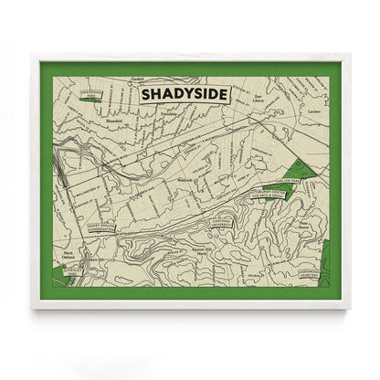 Shadyside Neighborhood Topographic Map Print