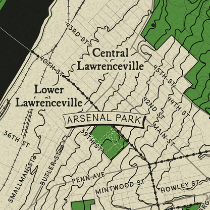 Lawrenceville Neighborhood Topographic Map Print