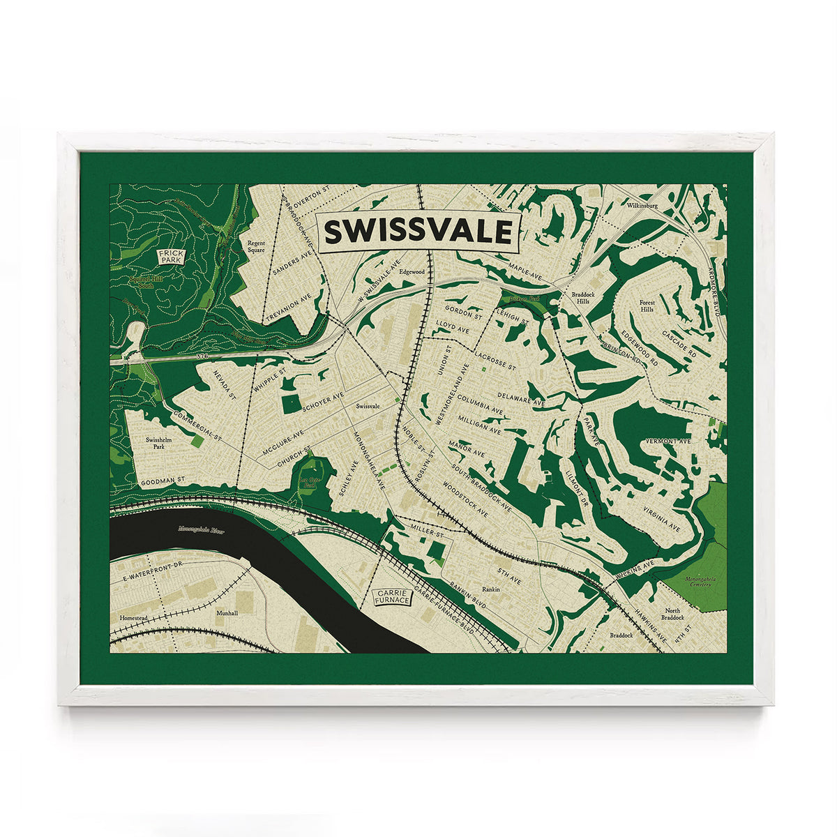 Swissvale, Pittsburgh Topographic Map Art Print